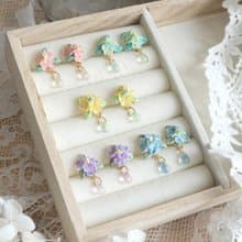 紫式 日系捧花耳釘 細工花布花