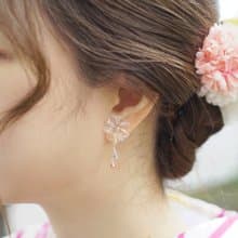 *hippie*三月和風│透明花朵&三色奧地利水晶不對稱純銀耳環-限量