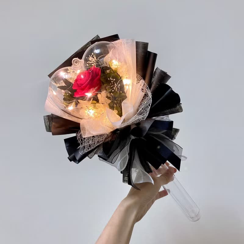 永生玫瑰愛心魔法棒花束 七夕情人節乾燥花花禮