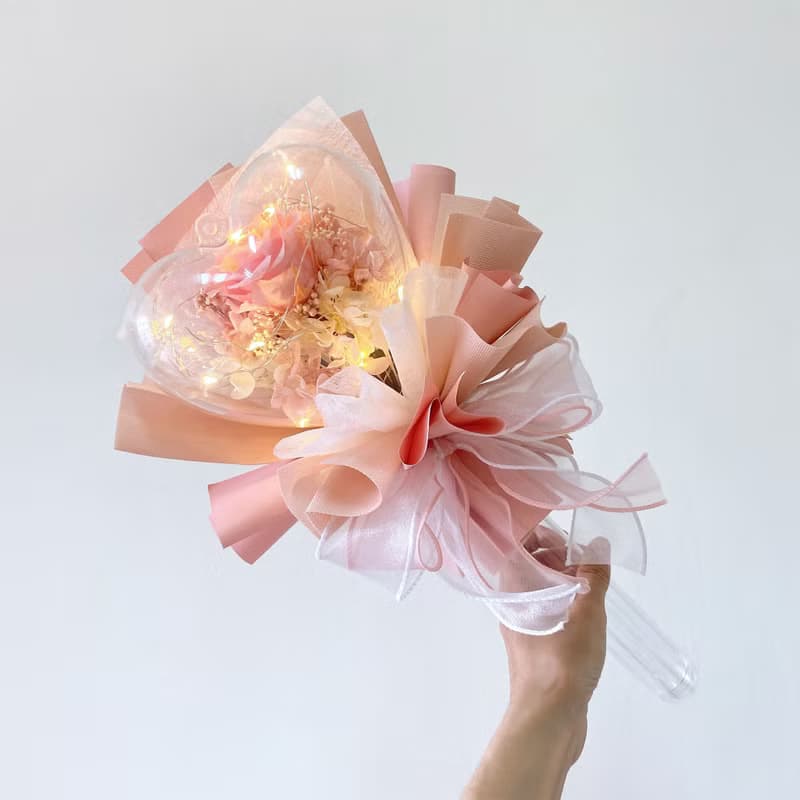 永生玫瑰愛心魔法棒花束 七夕情人節乾燥花花禮