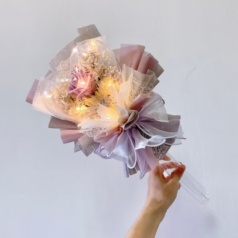 永生玫瑰愛心魔法棒花束 七夕情人節乾燥花花禮