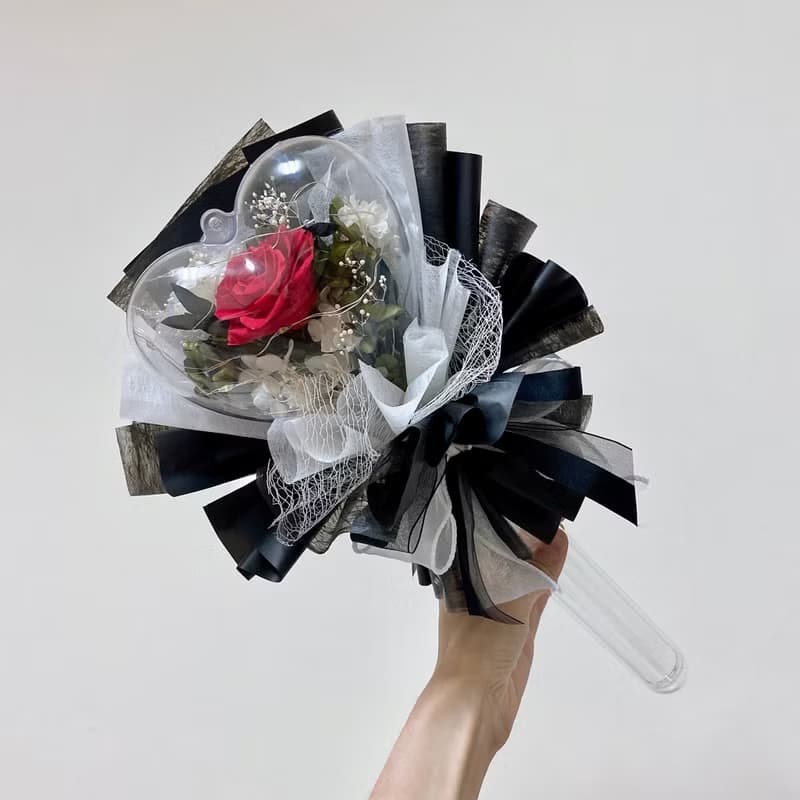 永生玫瑰愛心魔法棒花束 七夕情人節乾燥花花禮