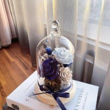 永生花-寶石藍 不凋花 玫瑰 夜燈 玻璃罩 生日送禮 情人節禮物