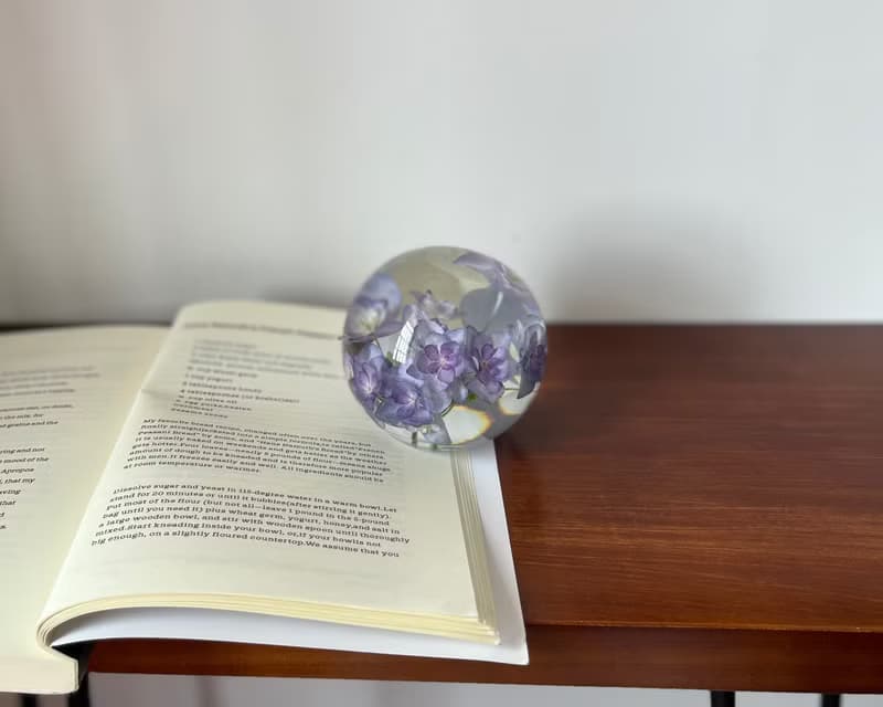 天然真花繡球標本水晶球 植物禮品 裝飾擺件