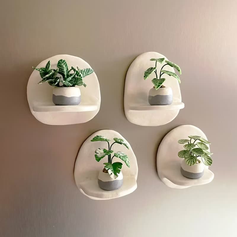 接單製作款 迷你觀葉植物植牆景磁鐵禮盒 共4款。黏土觀葉植物