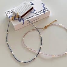 透光小方珠鑲淡水珍珠 Beads Pearls Necklace