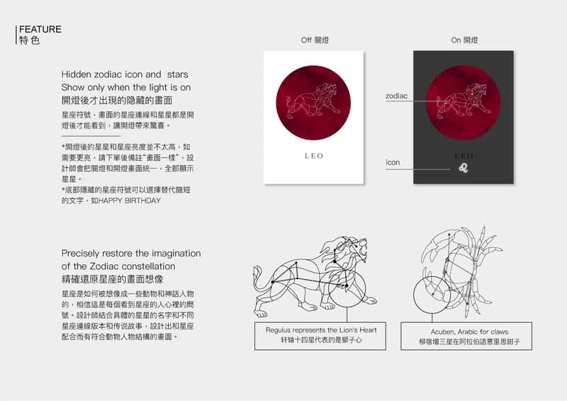 定製星座小夜燈 獅子座Leo 浪漫星空生日禮物 調光陪伴入眠床頭燈