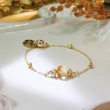 午夜的橙萱 | 黃水晶 招財 天然水晶手鍊 磁扣 可換延長鏈