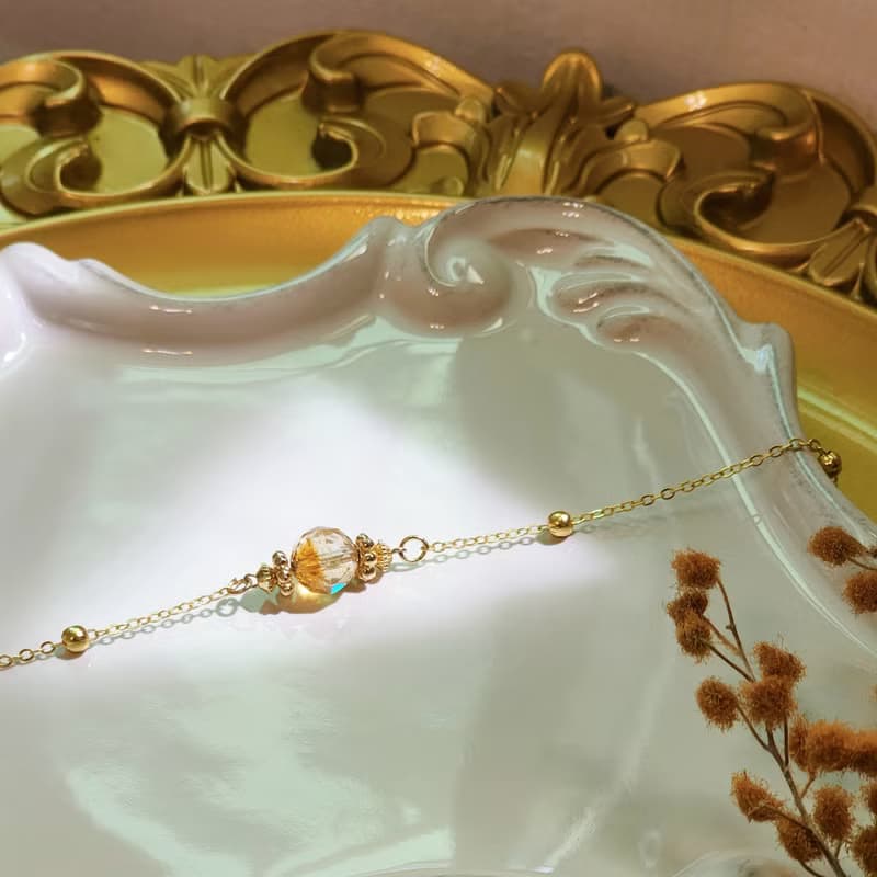 午夜的橙萱 | 黃水晶 招財 天然水晶手鍊 磁扣 可換延長鏈