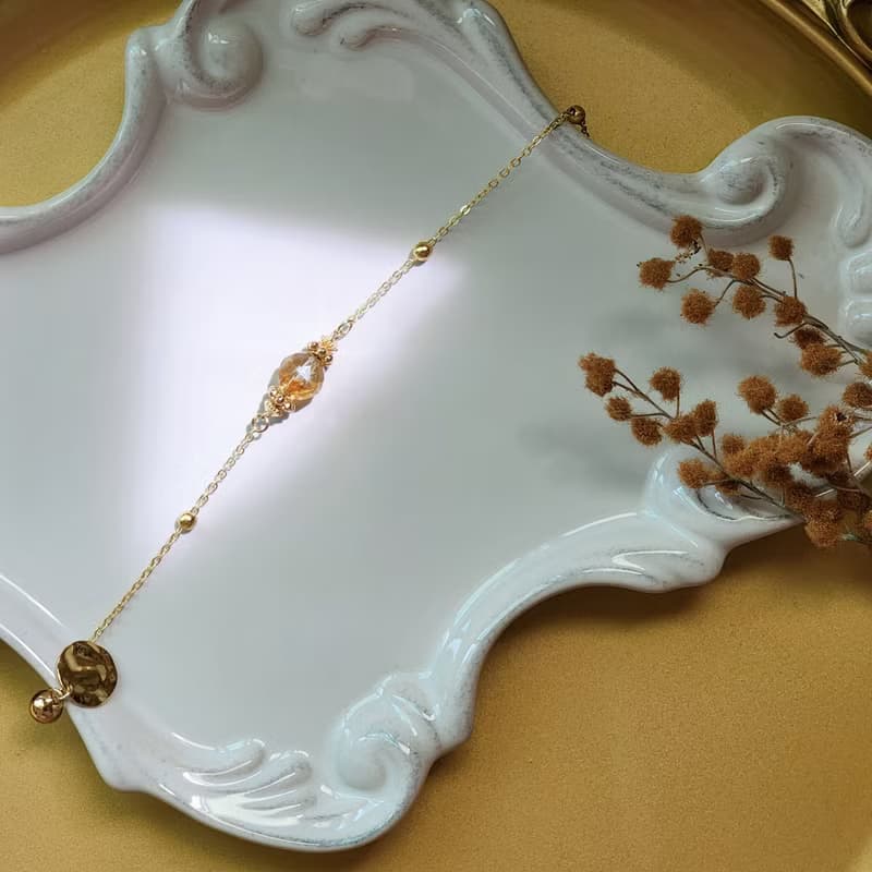 午夜的橙萱 | 黃水晶 招財 天然水晶手鍊 磁扣 可換延長鏈