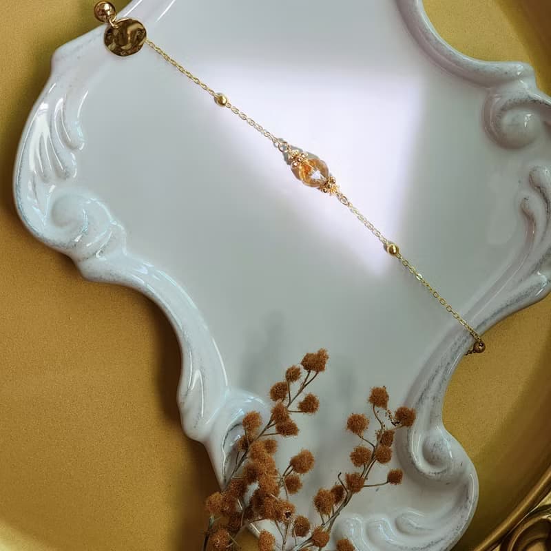 午夜的橙萱 | 黃水晶 招財 天然水晶手鍊 磁扣 可換延長鏈