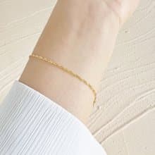 【情人節禮盒】925純銀金色翻轉細手鍊－波光 # 純銀 多層次 超細