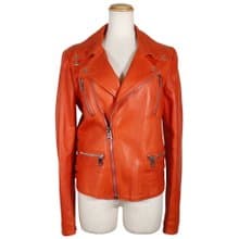 【日本直送】グッチ GUCCI ダブルライダース ライダースジャケット トムフォード期 371225 ラムスキン オレンジ メンズ【中古】