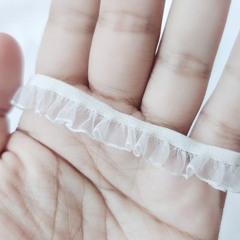 裸肌感 彈力半透花邊蕾絲choker-單邊 白 復古風