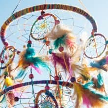 民族風掛飾 boho 手工編織棉麻捕夢網吊飾dream Cather-彩虹星辰