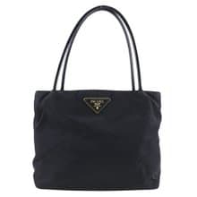 【日本直送】プラダ PRADA トートバッグ ナイロン × エナメル 黒 レディース【中古】