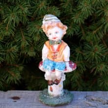 精靈瓷俑男孩仙女森林尾巴蘑菇鵝膏菌微型雕塑