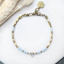 VIIART。弱水。天藍澳寶歐泊蛋白石鋯石黃銅手鍊