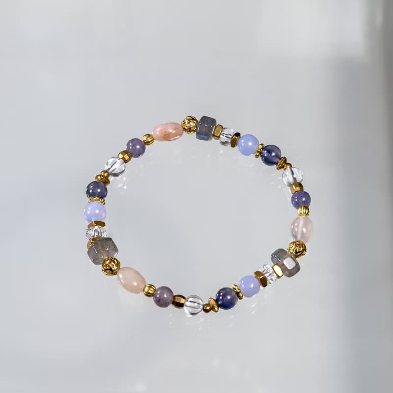 一面之緣 / 摩根石 拉長石 藍紋瑪瑙 菫青石 白水晶 天然石手鍊