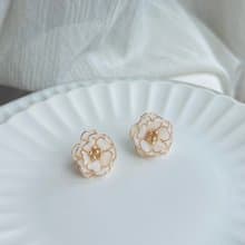 山茶花 uv樹脂 手作耳環/耳夾 禮物  禮盒禮物穿搭配件 禮物