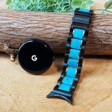 【木製バンド】Google Pixel Watch 天然木バンド ターコイズ×サンダルウッド