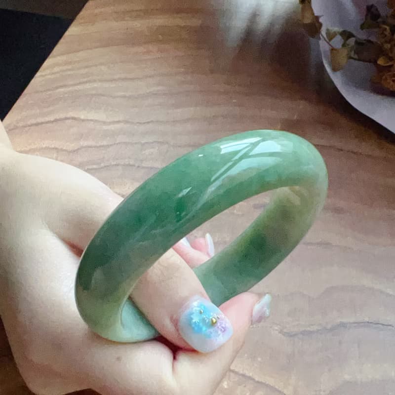 飄綠花翡翠手鐲 | 18圍 | 天然緬甸玉翡翠A貨 | 送禮