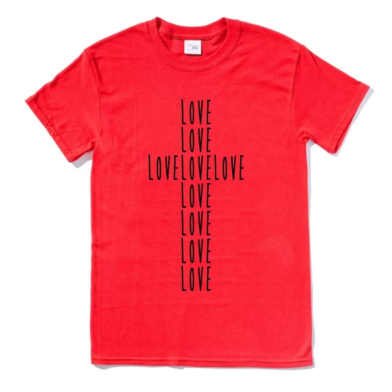 LOVE CROSS 短袖T恤 紅色 十字架 愛 宗教 耶穌 基督
