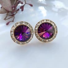Vintage Jewelry 西洋古董飾品 飛碟石 深紫 針式耳環