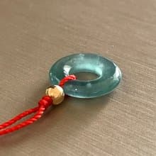 速出貨~天然翡翠甜甜圈平安扣~冰種藍水翡翠~滿月禮