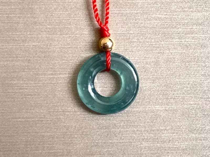 速出貨~天然翡翠甜甜圈平安扣~冰種藍水翡翠~滿月禮