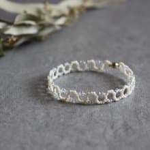 ビーズブレスレット　【　naminami　】　シロ　マグネット金具