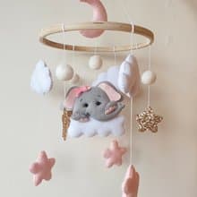 Baby mobile girl, baby shower gift, nursery decor, elephant mobile