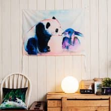 Panda; Bunny Love-壁幔Wall Tapestry-牆壁裝飾 壁畫 居家佈置