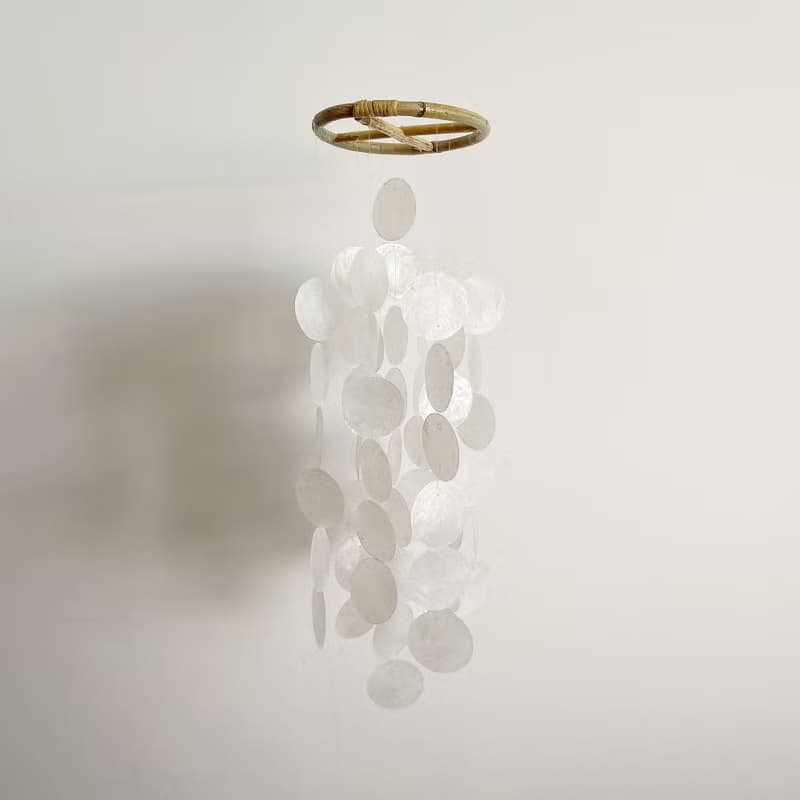 PRE-MADE | Finnish Restr._White(M) Circle | Capiz Shell Wind Chime Mobile|#0-324