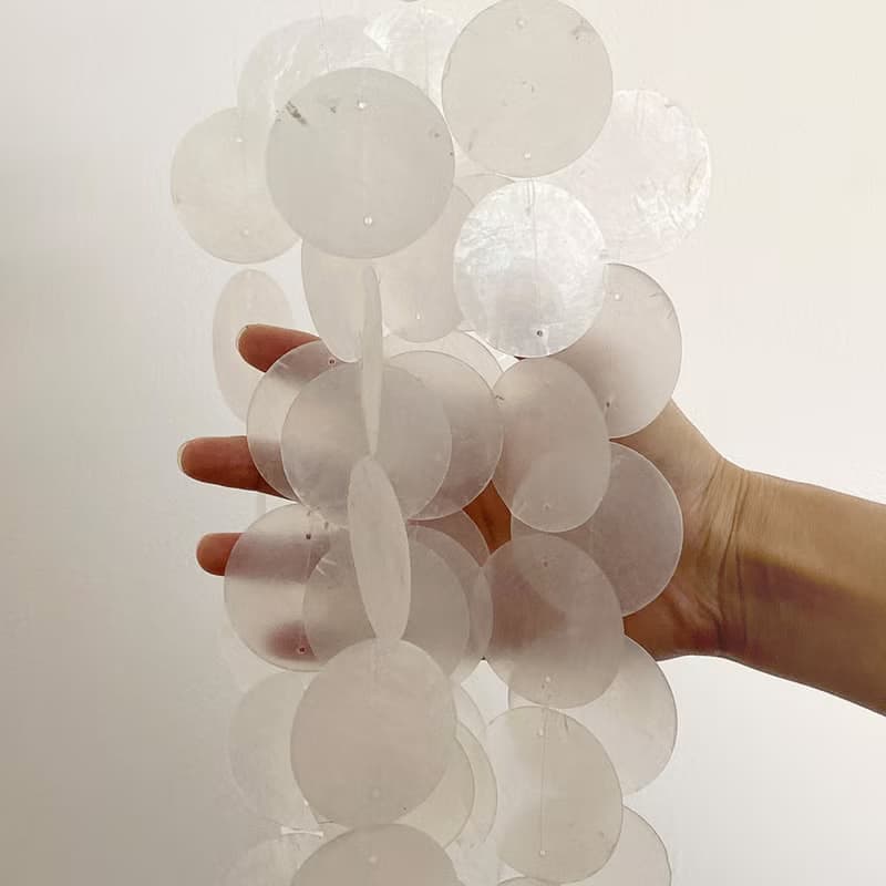 PRE-MADE | Finnish Restr._White(M) Circle | Capiz Shell Wind Chime Mobile|#0-324