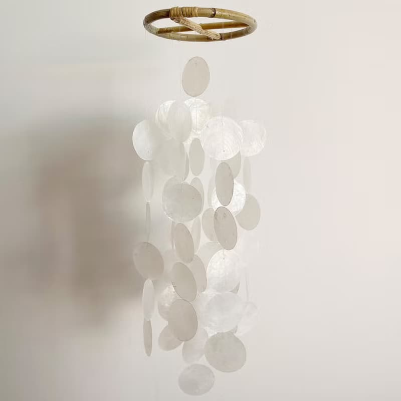 PRE-MADE | Finnish Restr._White(M) Circle | Capiz Shell Wind Chime Mobile|#0-324
