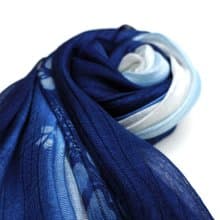 卓也藍染-桐花藍染絲棉圍巾(紹)