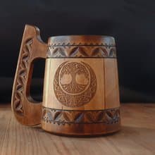 Wooden beer mug Tree of life Man birthday gift anniversary gift viking gift