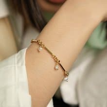 雪境-Pearl人魚眼淚珍珠22K骨節手鍊