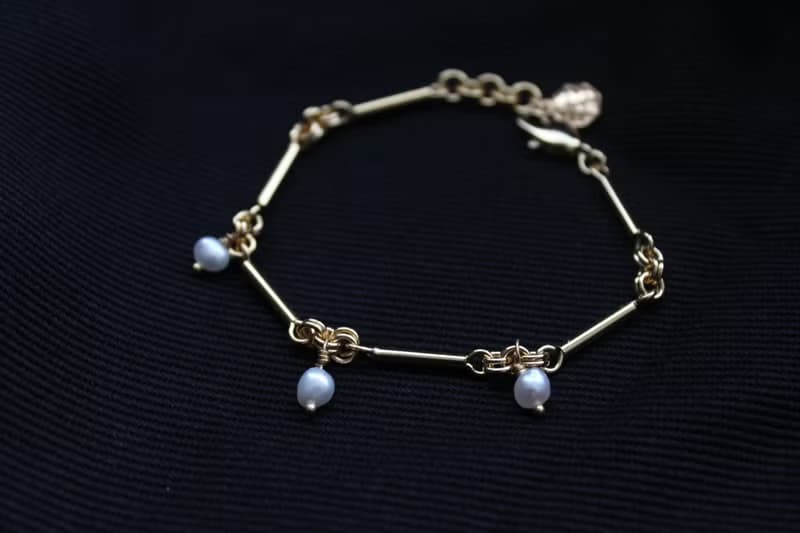 雪境-Pearl人魚眼淚珍珠22K骨節手鍊