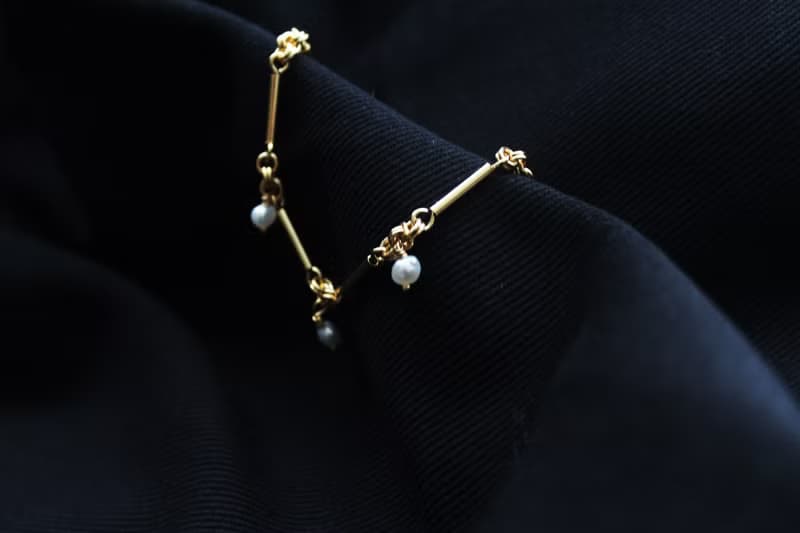 雪境-Pearl人魚眼淚珍珠22K骨節手鍊