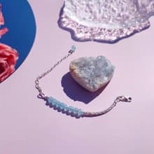 若水。海水藍寶 S925純銀 時髦水晶手鍊