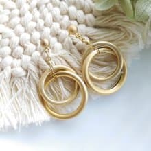 Vintage Jewelry 西洋古董飾品 啞光 垂墜 摩登雙圈 針式耳環