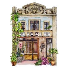 台灣街屋懷舊海報-台南街屋-青年旅社/民宿-藝術微噴/掛畫/複製畫