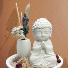禪風設計 淨念吉祥小佛之順德 永生花圓盤組合 香氛藝術擺件