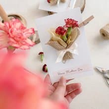 康乃馨田間小花束 x 乾燥花DIY手作摺頁卡片