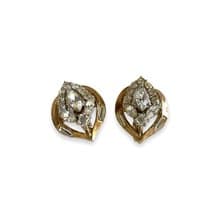 Crown Trifari Antique clip-on earrings signed USA patent vintage 1950s
