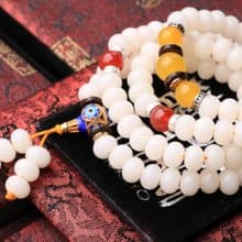 精品高拋白玉菩提根菩提子8x6mm蘋果圓108顆 菩提子項鍊 白玉菩提