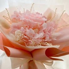 永生玫瑰花束 情人節花束 乾燥花束 蜜桃色花束