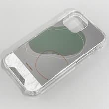 iPhone 16 全包銀色鏡面|雲石幾何北歐粉綠色圖案|透明防摔手機殼
